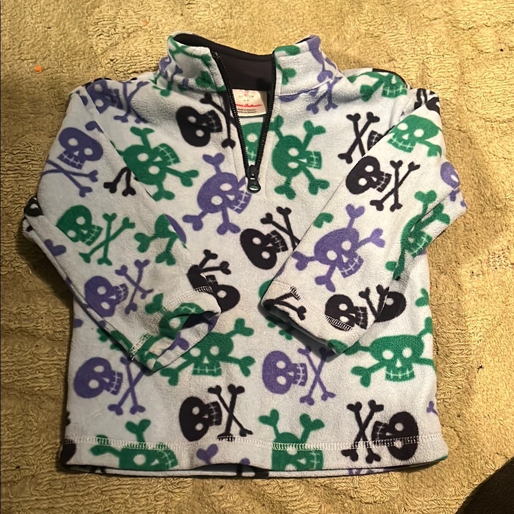 Hanna Andersson size 90 Kids Skull Print Fleece Pullover